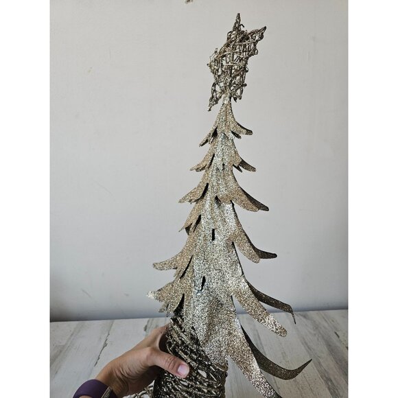 Pier 1 glitter tree metal star Xmas decor sparkle unique - Picture 7 of 9
